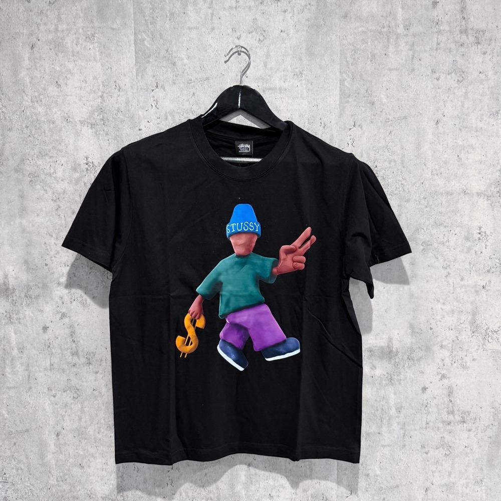 Stussy Peace and Prosperity Graphic T-Shirt Mens Small Black Short Sleeve Tee